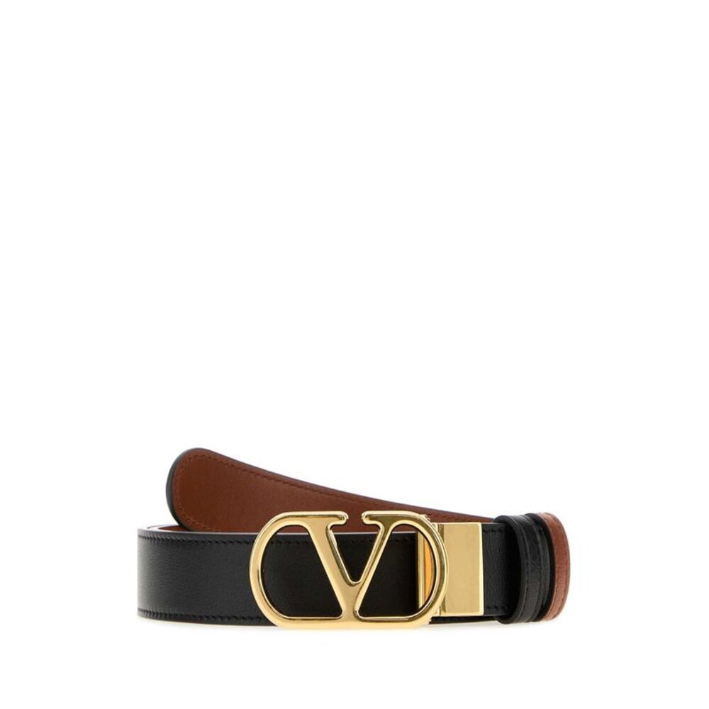 Valentino Garavani Men Black Leather Reversible Belt